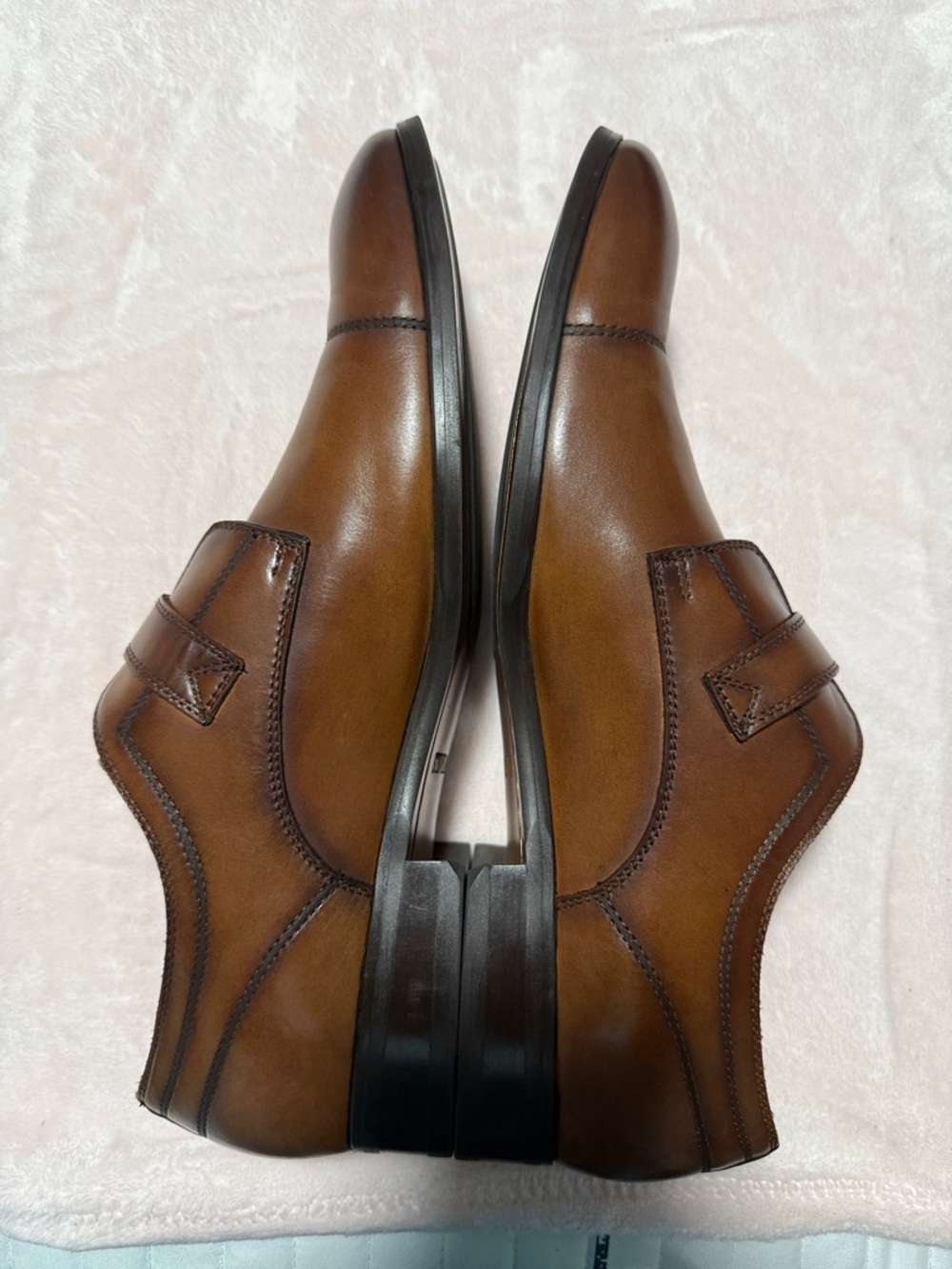 Steve Madden Men's Cognac Brown Leather Double Monk Strap Oxfords - Picture 2 of 5